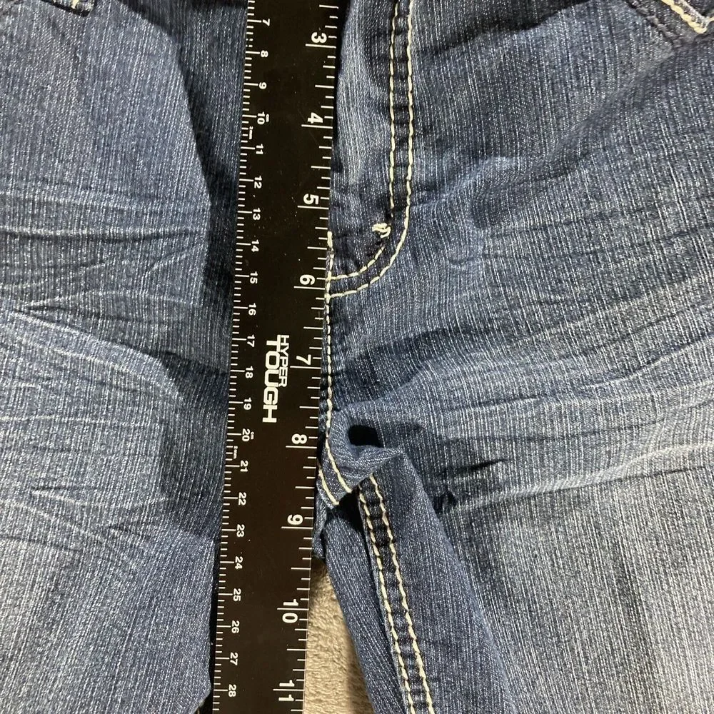 Royalty Jean Shorts‎ Women's Size 8 Dark Wash Cuffed Stretch Large Stitch - Picture 12 of 15